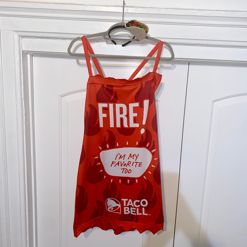 Taco Bell Fire Sauce Dress & Handmade Taco Headband Bundle - Cute Costume!